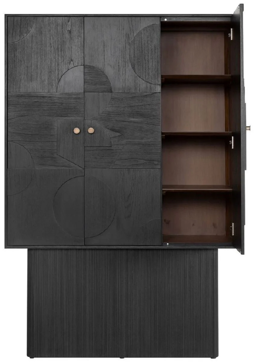 Casa Padrino armario de dise?o de lujo negro 130 x 45 x A. 190 cm - Armario estanter¨ªa de madera maciza con 3 puertas - Armario de dormitorio - Armario de sal¨®n - Armario de oficina