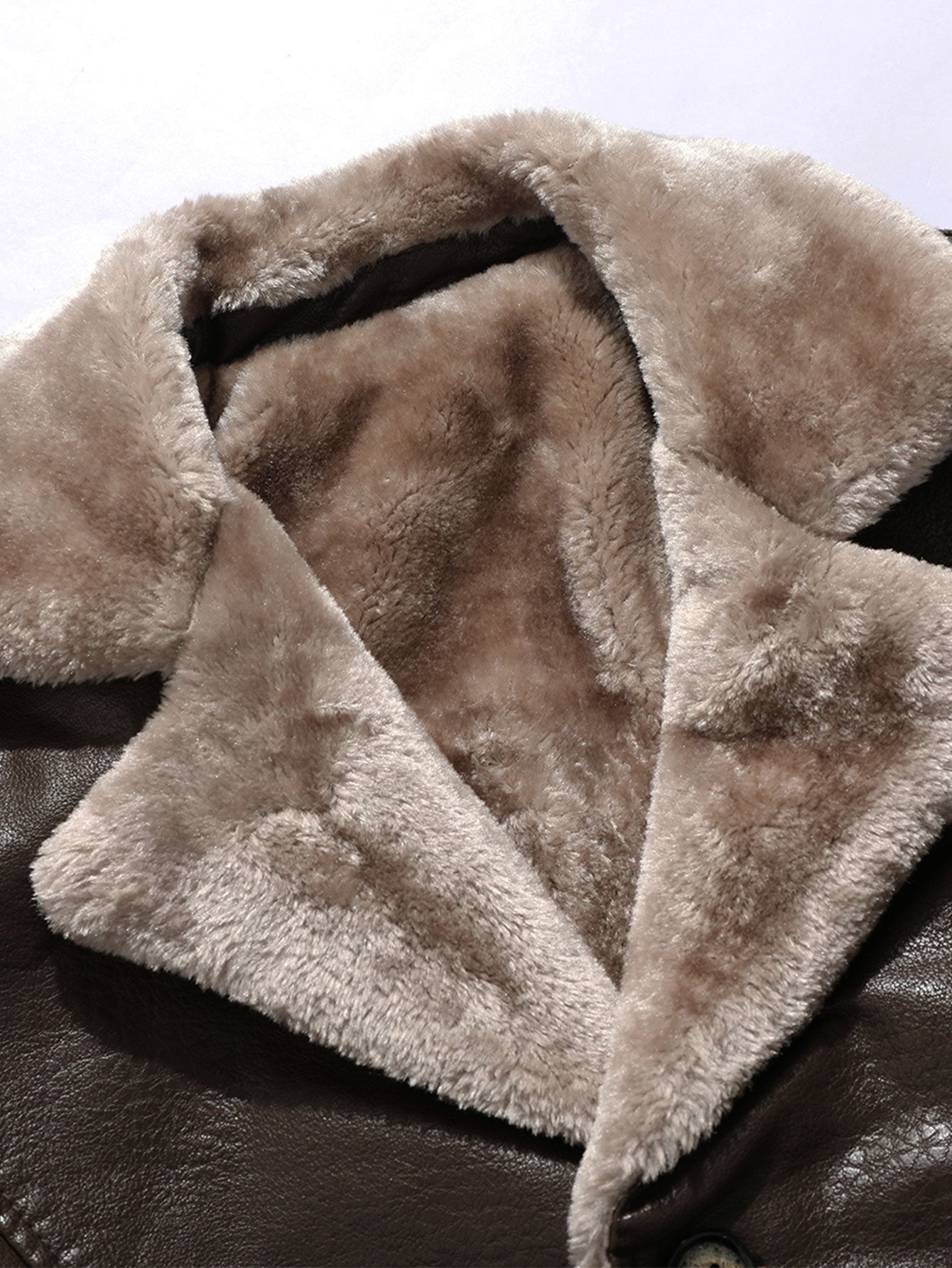 Long Line Faux Fur Lined PU Leather Coat