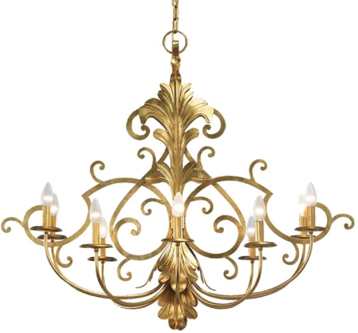 Casa Padrino araña de luces barroco de lujo oro 106 x 65 x A. 90 cm - Magnífica lámpara de araña de salón en estilo barroco - Lámpara de araña de hotel barroco - Calidad de lujo - Hecho en Italia