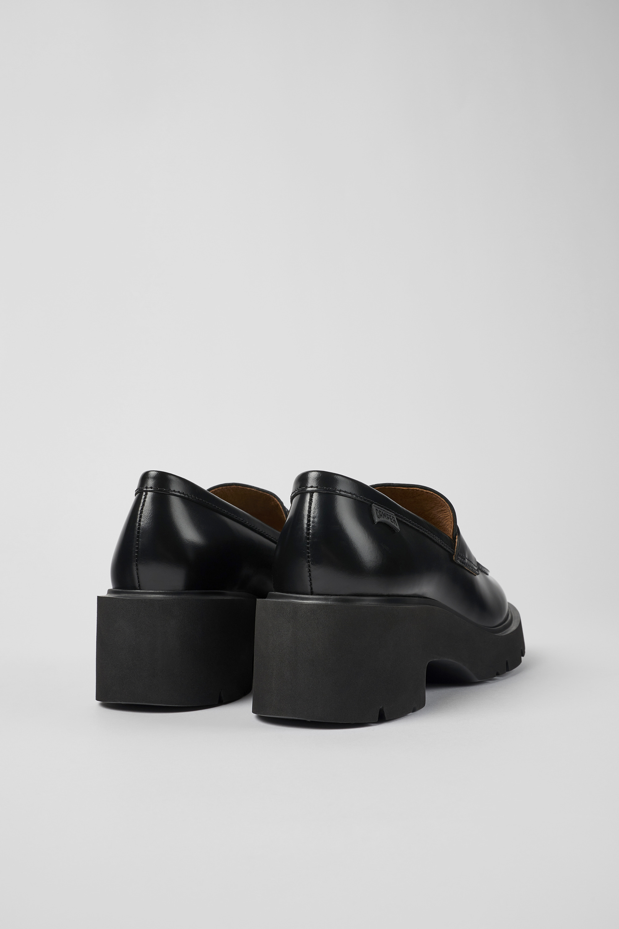 Milah - Black leather loafers for women