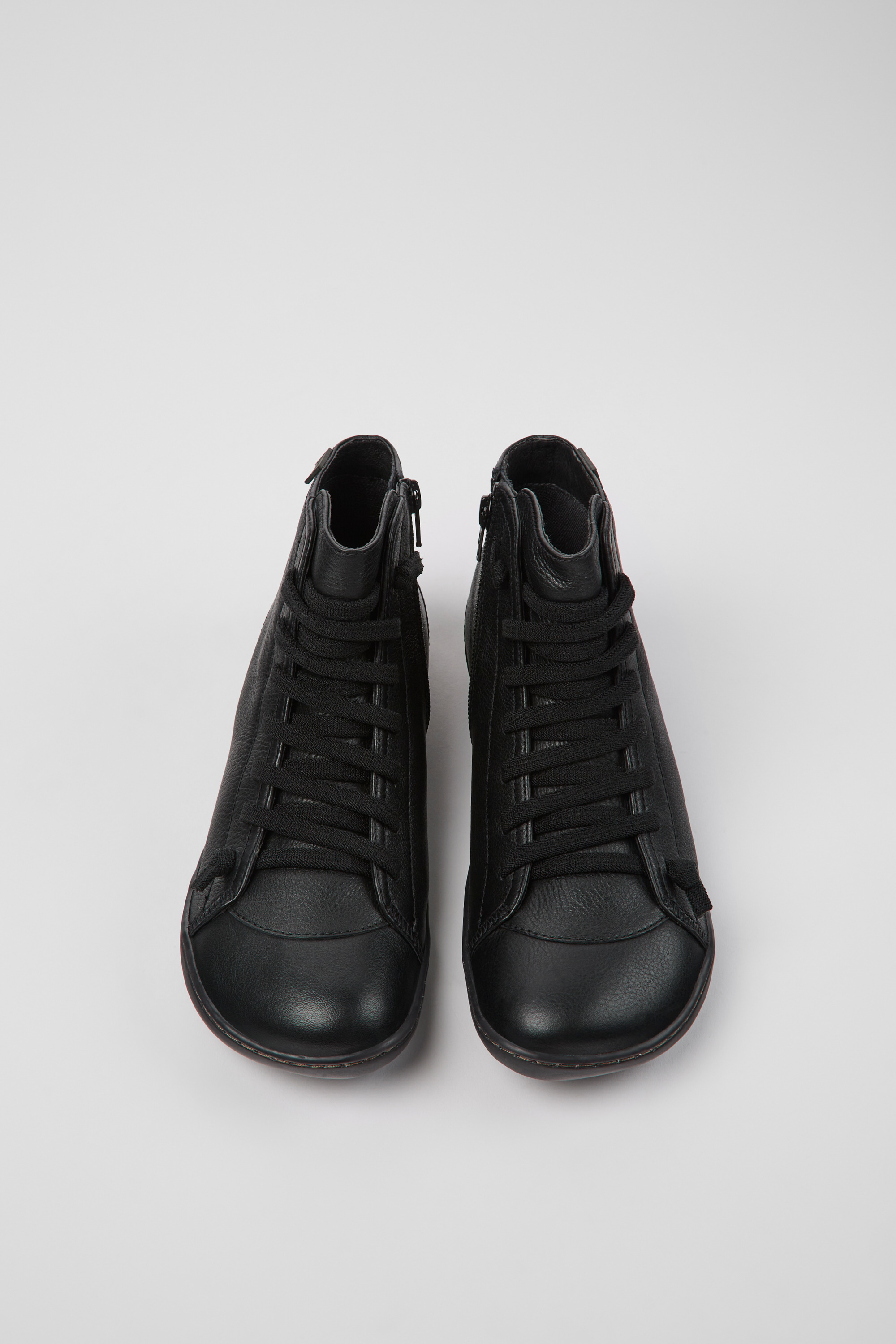 Peu - Black leather ankle boots for women