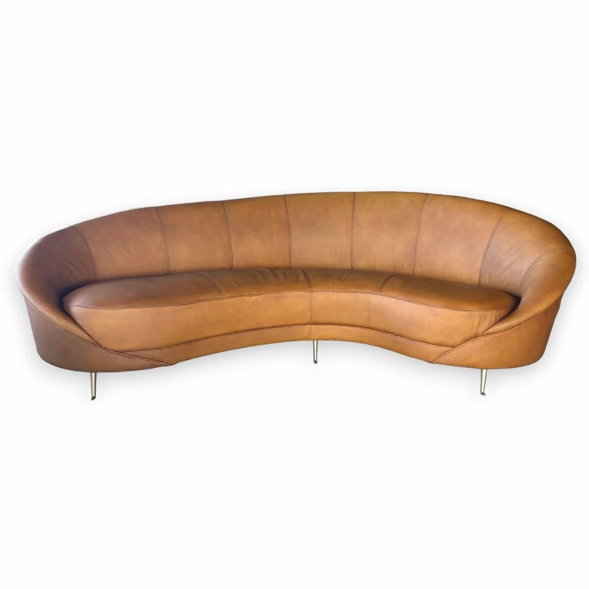 Casa Padrino Sof¨¢ de Cuero de Lujo Marr¨®n Claro / Lat¨®n 230 cm - Muebles de Sal¨®n de Cuero