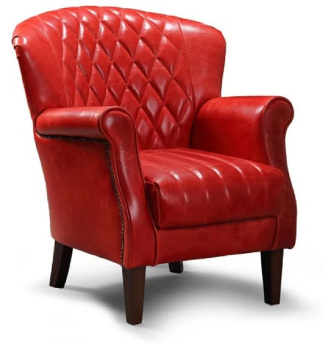 Casa Padrino sill¨®n de cuero aut¨¦ntico de lujo rojo / marr¨®n oscuro 84 x 85 x A. 90 cm - Sill¨®n de cuero de sal¨®n - Muebles de sal¨®n de cuero aut¨¦ntico