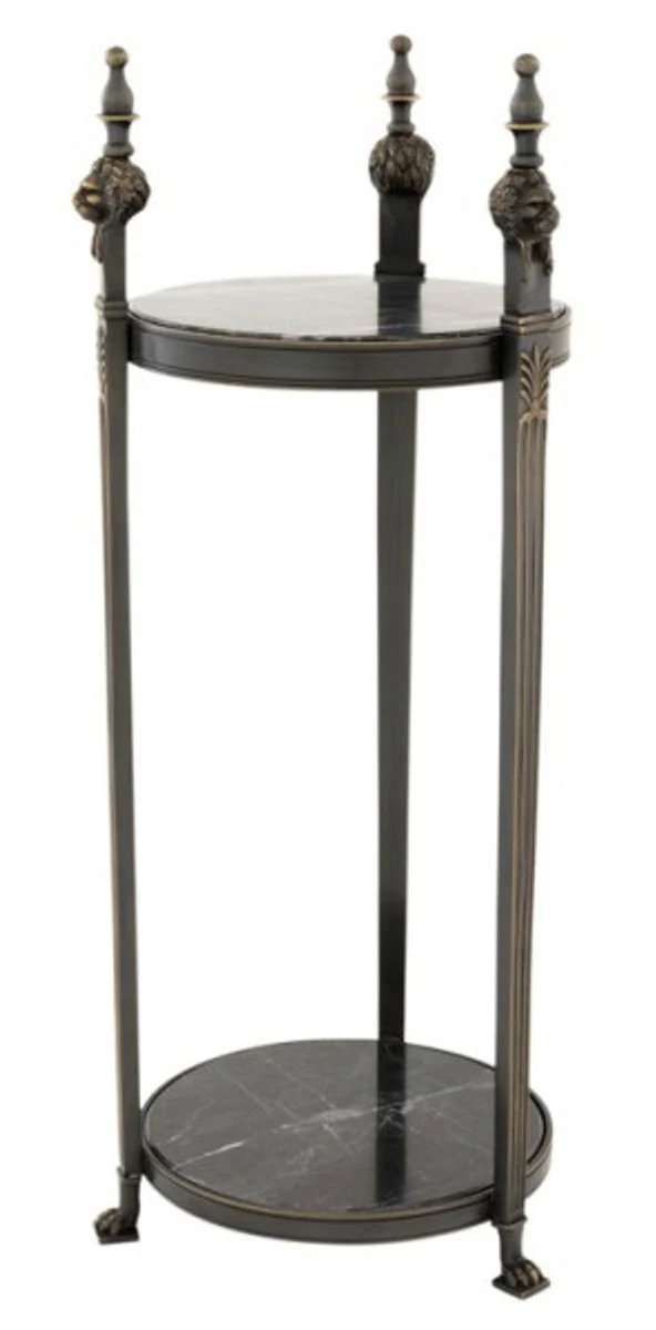 Casa Padrino luxury baroque round side table with marble top Solid Gunmetal Bronze 71 x 25 cm - Table