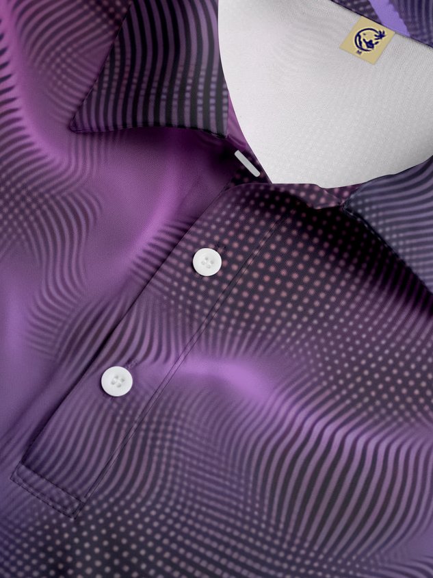 Gradient 3D Abstract Polka Dot Short Sleeve Polo Shirt