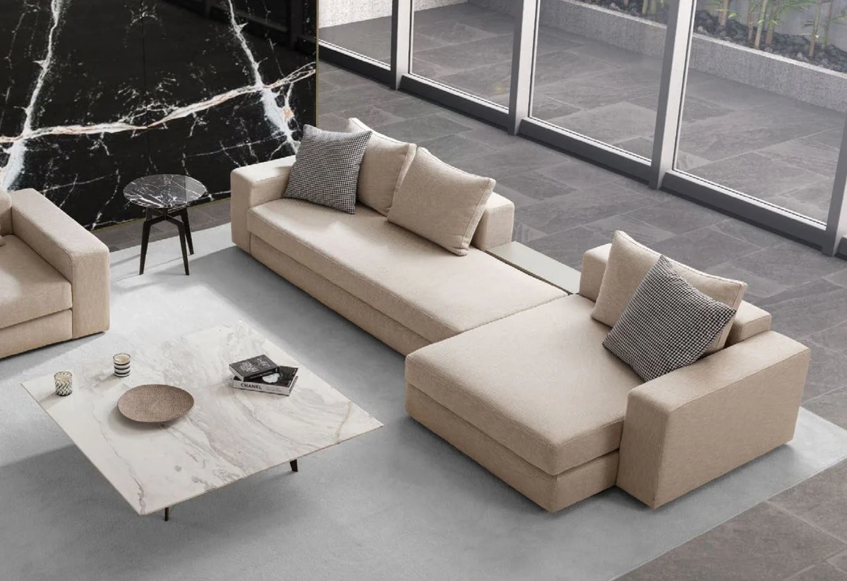 Casa Padrino mesa de centro de lujo blanco / negro 123 x 123 x A. 28,5 cm - Mesa de sal¨®n cuadrada con tapa de m¨¢rmol - Muebles de sal¨®n de lujo - Interiores de sal¨®n de lujo