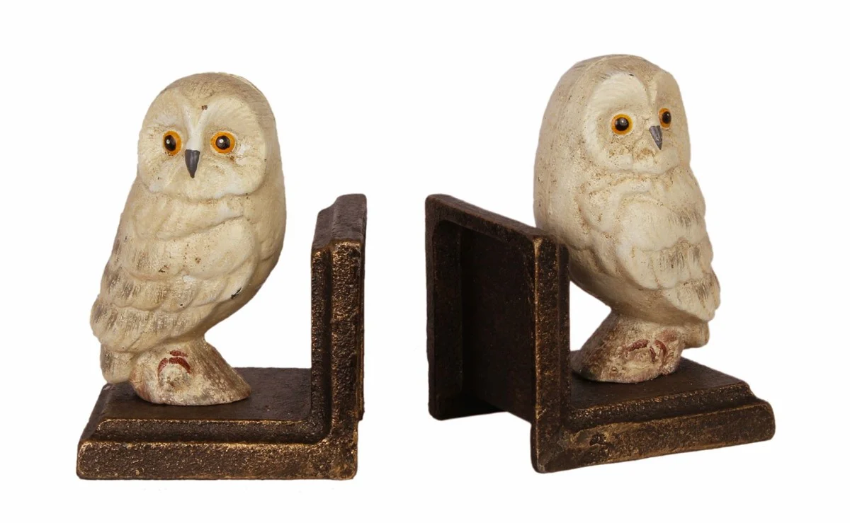 Casa Padrino Conjunto de Sujetalibros Hierro Fundido Búho Multicolor / Bronce 7,9 x 8,7 x A. 12,3 cm - Accesorios de Decoración Salón y Escritorio