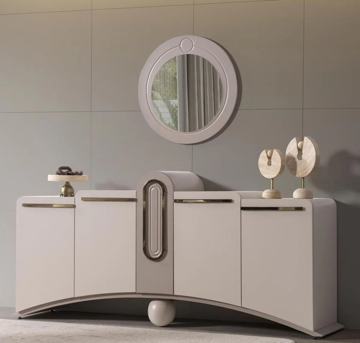 Casa Padrino aparador de lujo con espejo de pared gris claro / gris / oro - Muebles de lujo