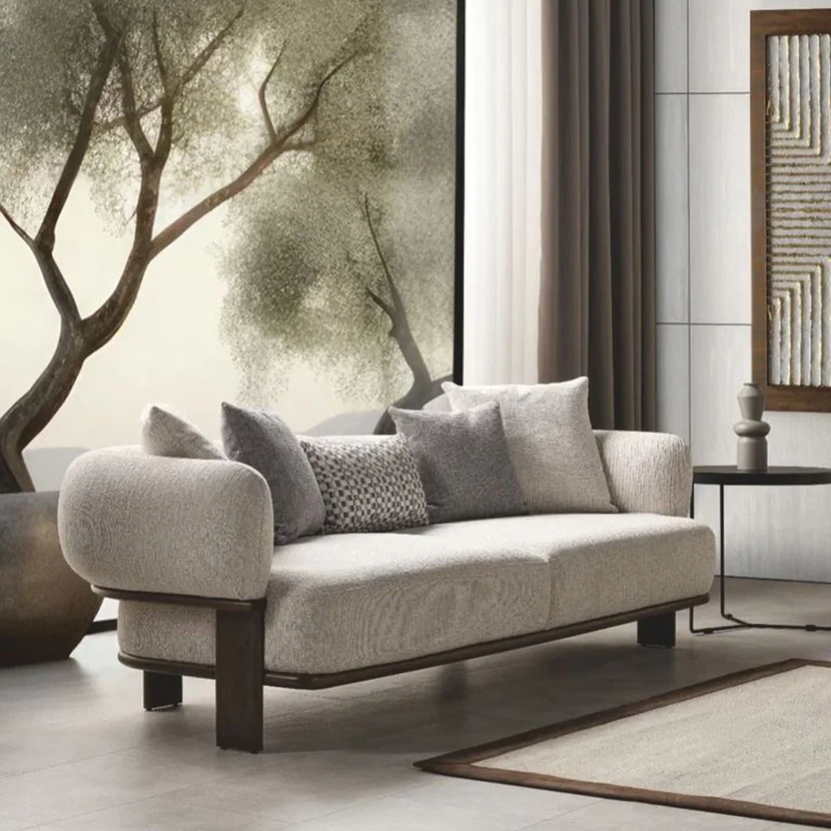 Casa Padrino sof¨¢ de hotel y sal¨®n de lujo gris claro / marr¨®n oscuro 230 cm - Muebles de lujo