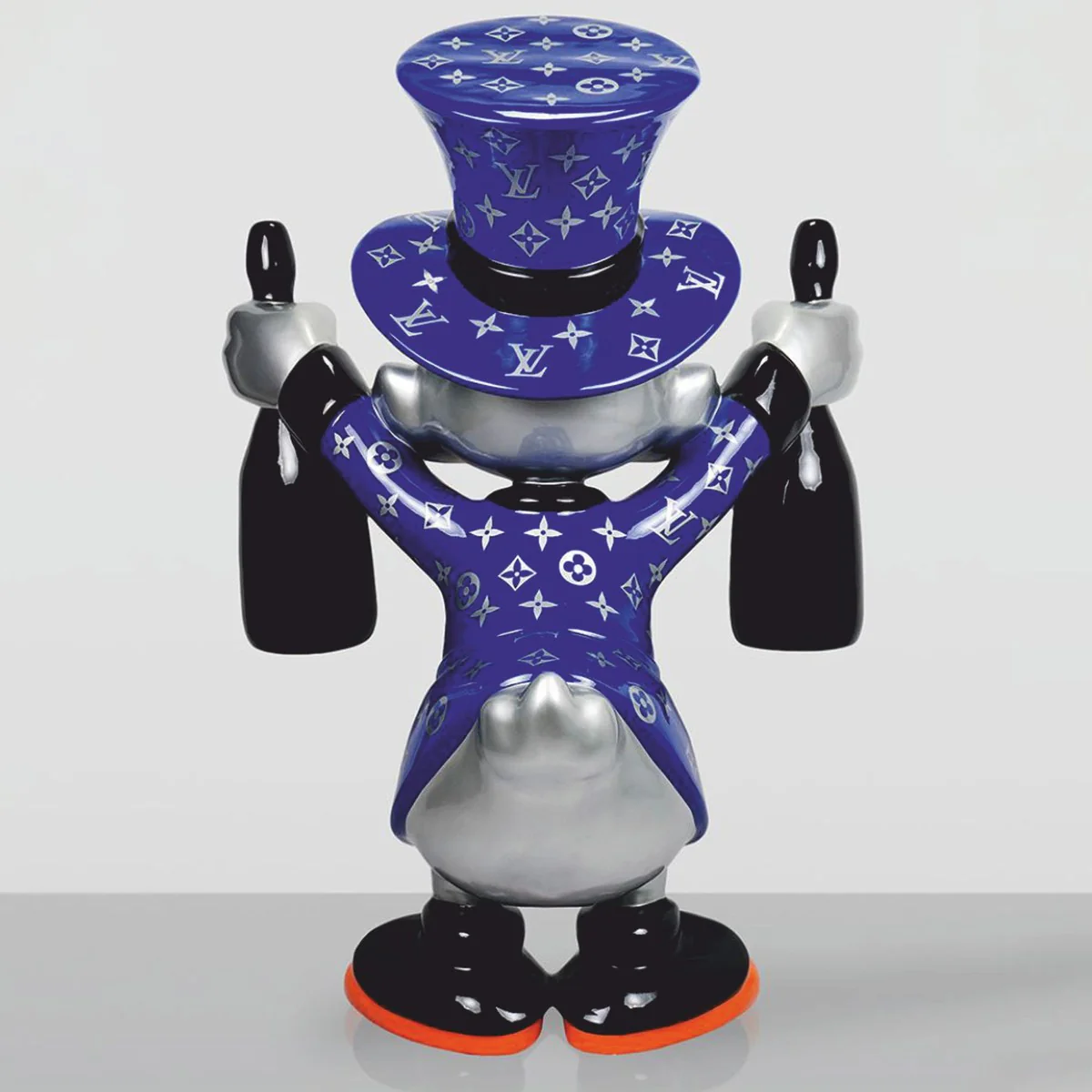 Casa Padrino escultura decorativa XXL pato azul / plata / negro A. 170 cm - Figura decorativa grande