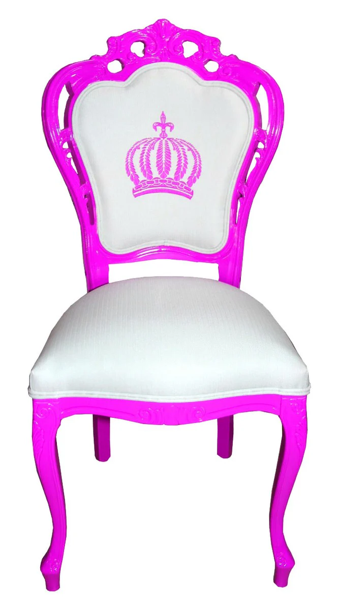 Pomp??s by Casa Padrino Luxury Baroque Dining Chair Magenta / White - Pomp??ser Baroque Chair dise?ada por Harald Gl??ckler