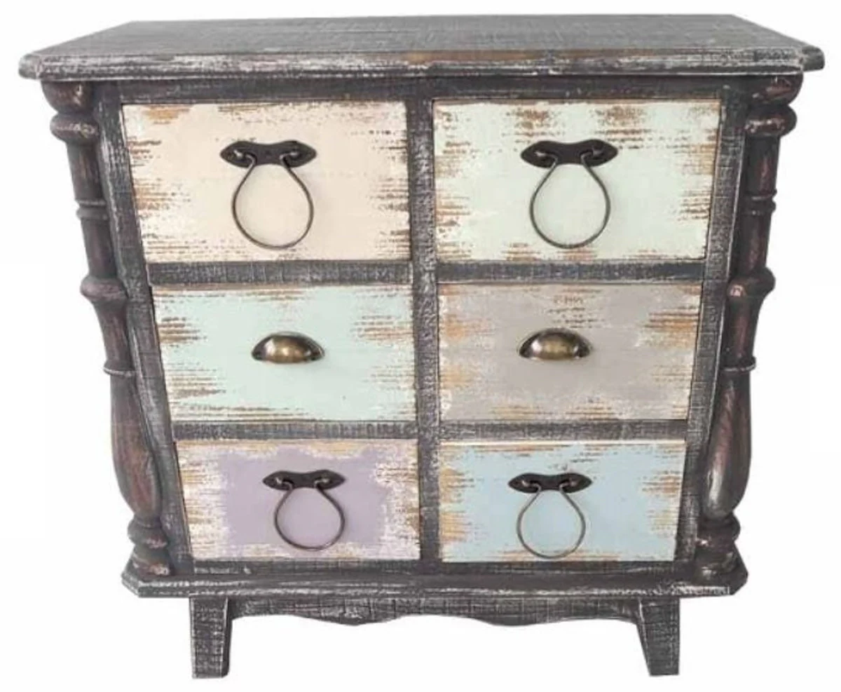 Casa Padrino country style chest of drawers antique black / multicolored 80 x 38 x H. 79 cm - Chest in Shabby Chic Look