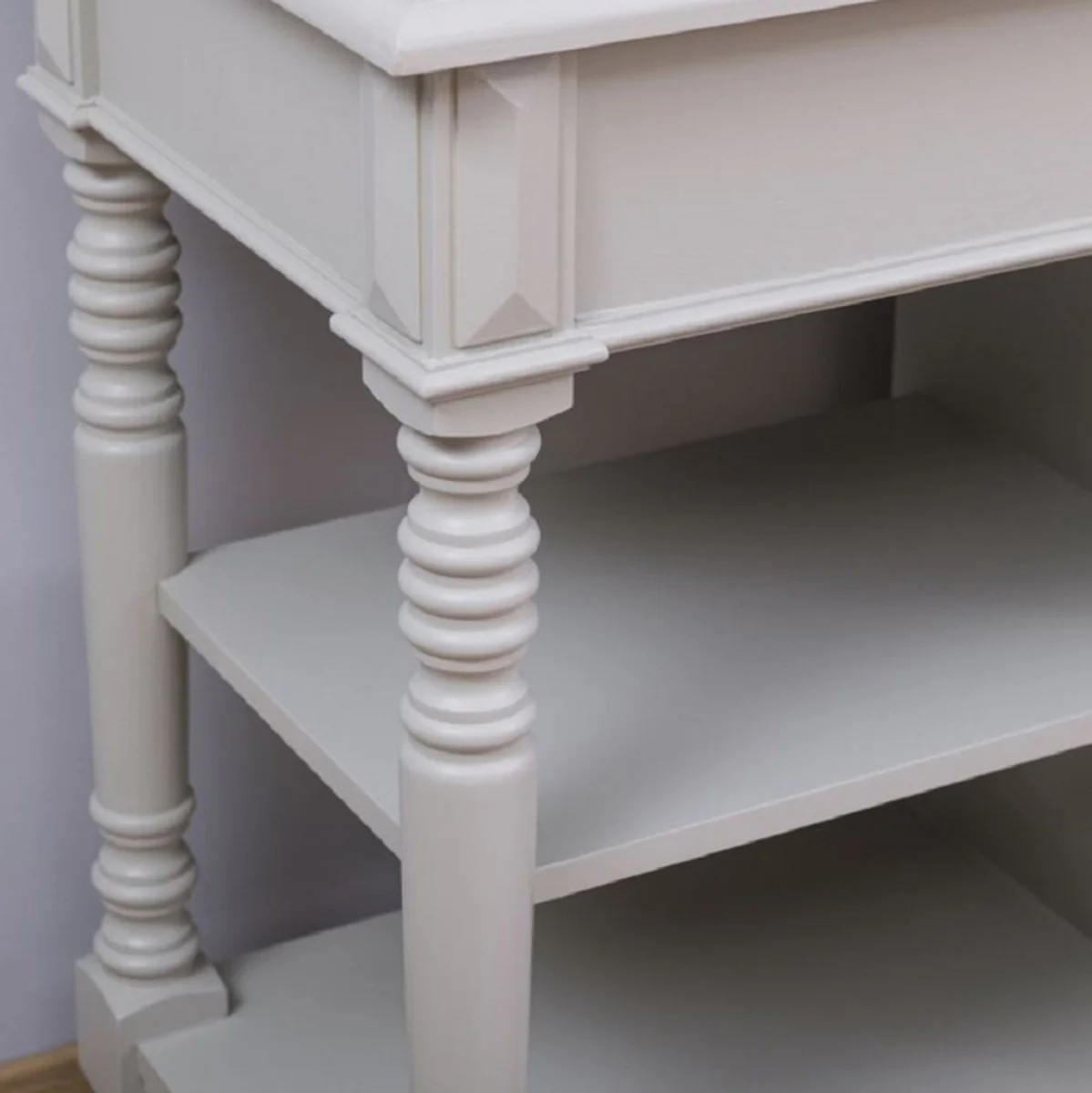 Casa Padrino Conjunto de Baño de Estilo Campestre Gris / Natural / Multicolor - 1 Gabinete del Fregadero Doble y 1 Espejo de Pared - Muebles de Baño de Madera Maciza en Estilo Campestre