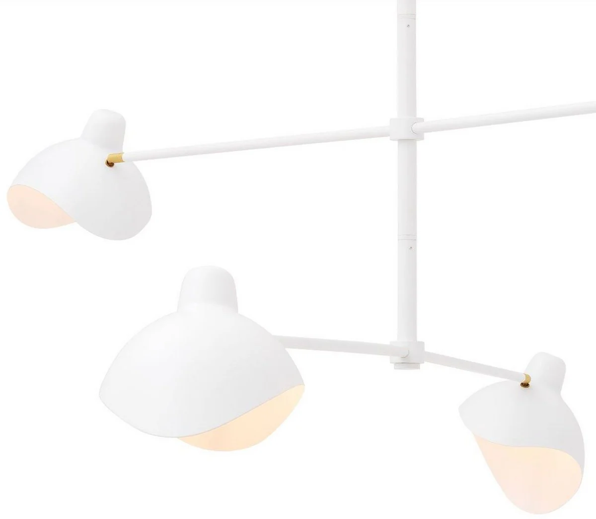 Casa Padrino lámpara de araña de diseño blanco / latón antiguo 180 x 180 x A. 84,5 cm - Elegante lámpara de araña de estilo años 50 - Colección de Lujo