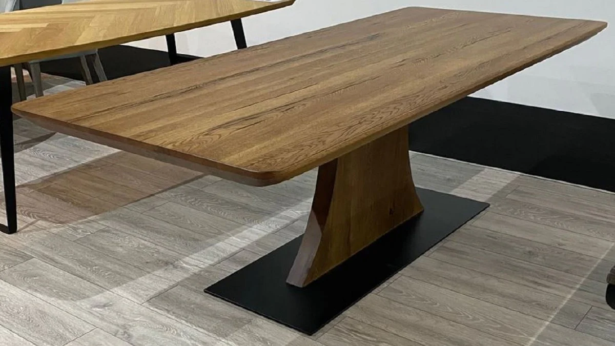 Casa Padrino mesa de comedor de lujo marr¨®n / negro 240 x 100 x A. 77 cm - Mesa de cocina rectangular de madera maciza r¨²stica - Muebles r¨²sticos - Muebles de comedor - Muebles de lujo
