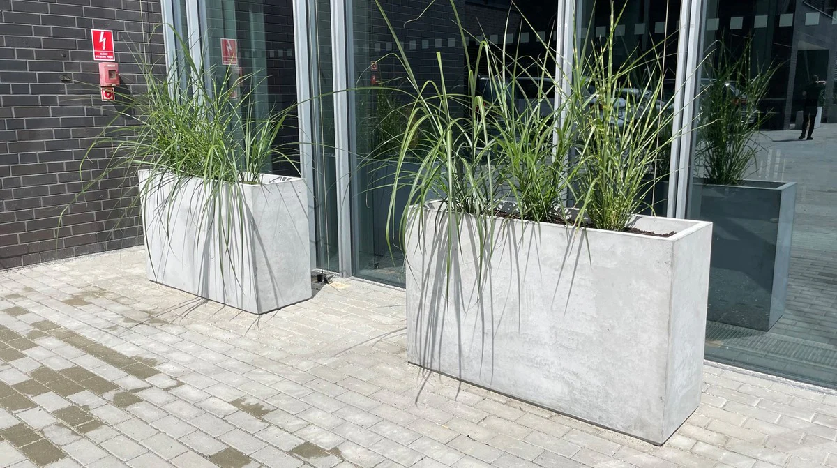 Casa Padrino maceta de hormig¨®n gris 120 x 40 x A. 74 cm - Macetero rectangular de hormig¨®n