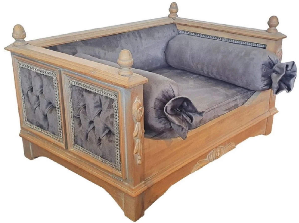 Casa Padrino cama de perro barroco gris / natural - Magnífica cama para perros de estilo antiguo - Muebles para perros hechos a mano en estilo barroco - Muebles barrocos para mascotas