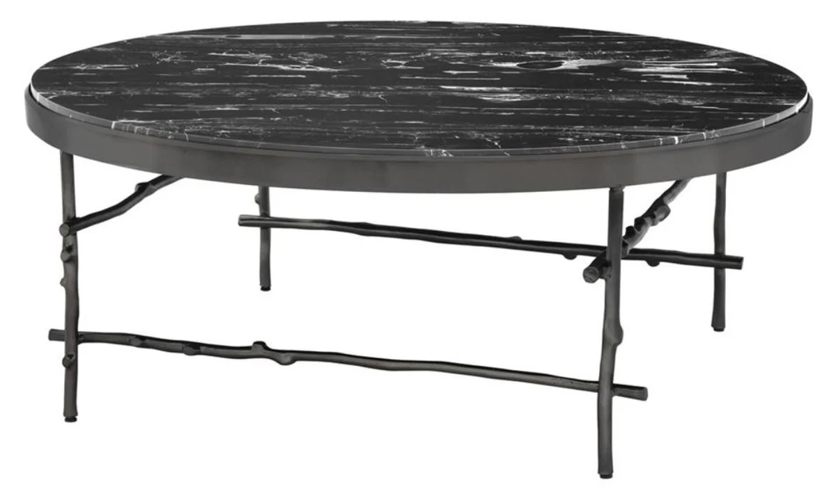 Casa Padrino mesa de centro de lujo bronce / negro Ø 100 x H. 39 cm - Muebles de Lujo