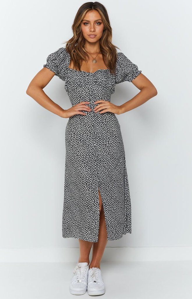 Sexy Square Collar Printed Split Dress
