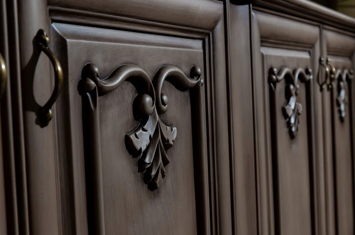 Casa Padrino aparador barroco de lujo con 4 puertas marrón - Magnífico gabinete de madera maciza - Muebles barrocos - Noble y Magnífico