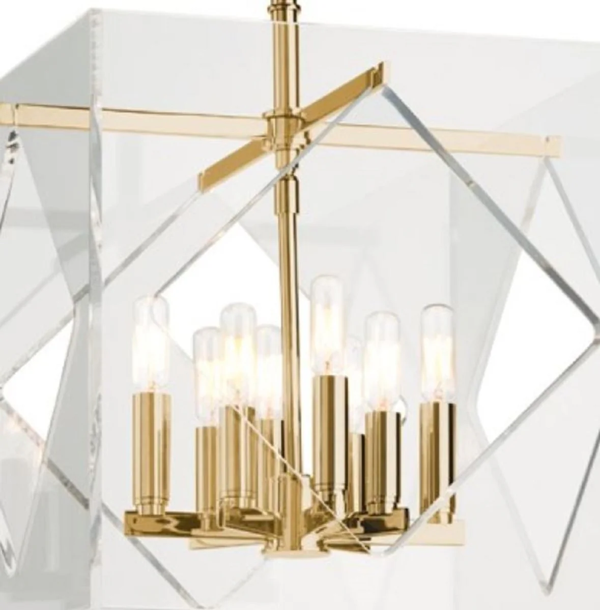 Casa Padrino lámpara colgante de lujo latón antiguo 40,7 x 40,7 x H. 54,6 cm - Lámpara Colgante en Forma de Cubo