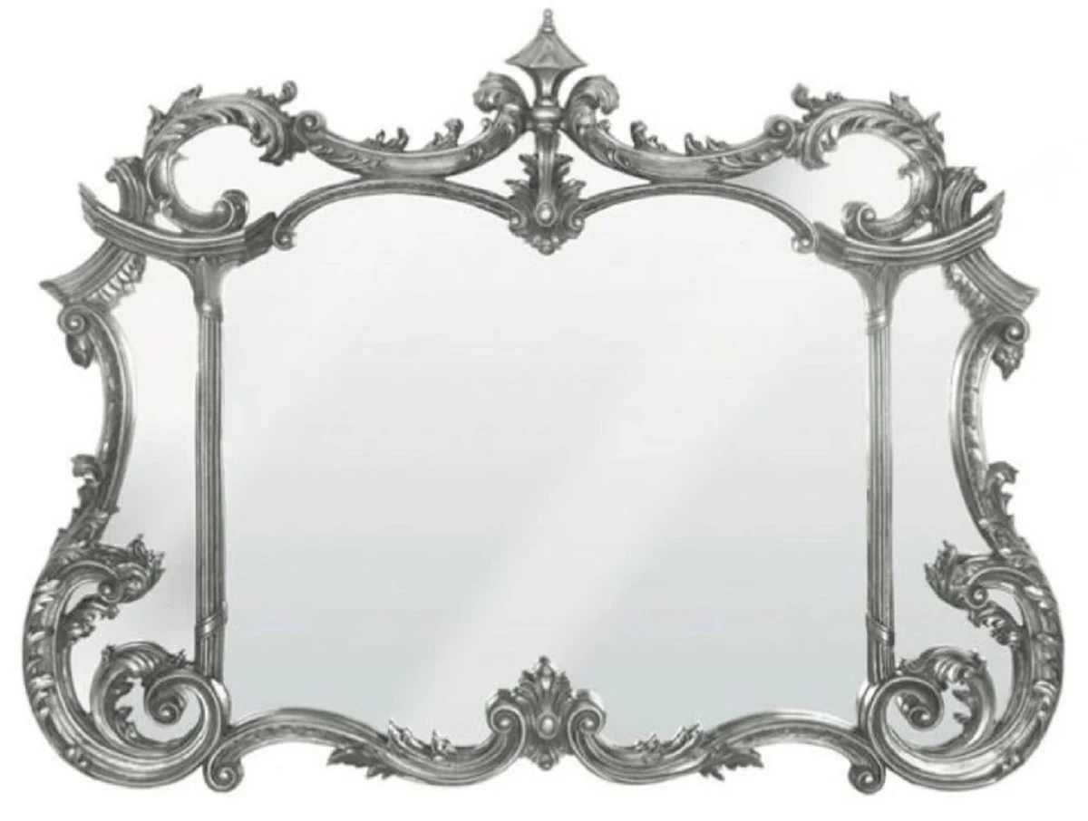 Casa Padrino espejo barroco plata antigua 129 x A. 99 cm - Magn¨ªfico espejo de pared de estilo barroco - Espejo de armario de estilo antiguo - Interior barroco - Muebles barrocos hechos a mano