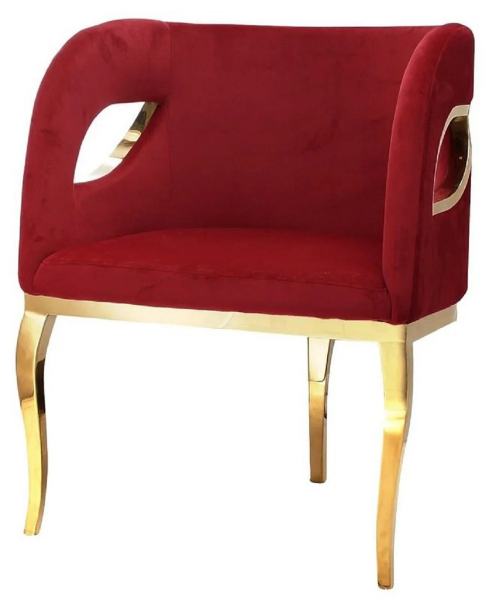 Casa Padrino sill¨®n de terciopelo de lujo rojo / oro 78 x 55 x A. 59 cm - Sill¨®n de sal¨®n - Muebles de sal¨®n - Muebles de hotel - Muebles de lujo - Interiores de sal¨®n - Interiores de lujo