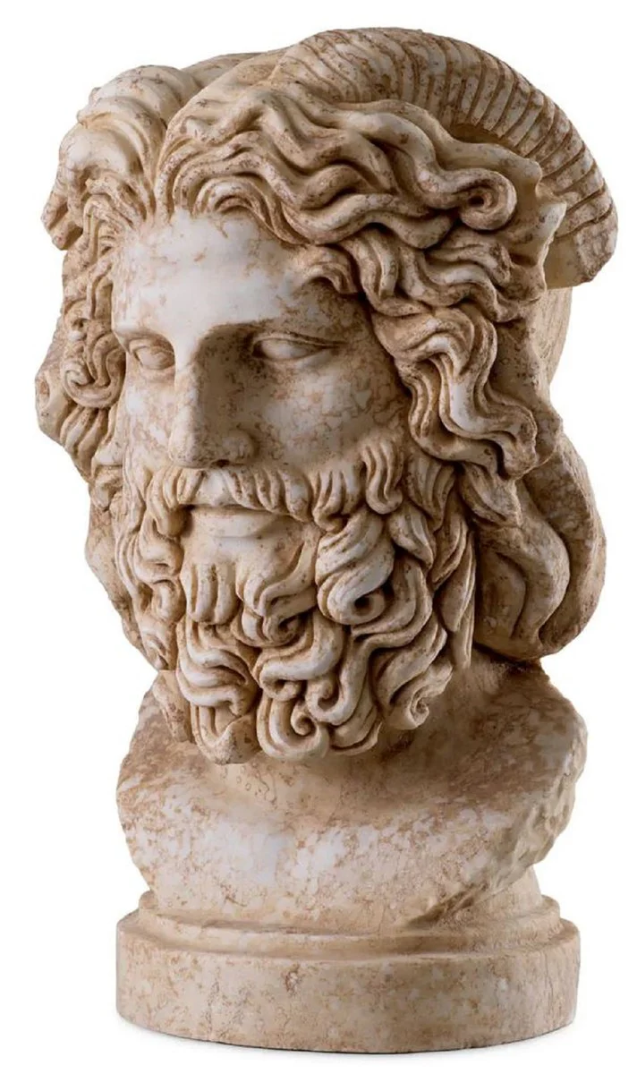 Casa Padrino busto de mármol Art Nouveau de lujo beige antiguo 26 x 20 x A. 40 cm - Escultura decorativa hecha a mano de mármol de alta calidad - Accesorios Decorativos Barrocos y Art Nouveau