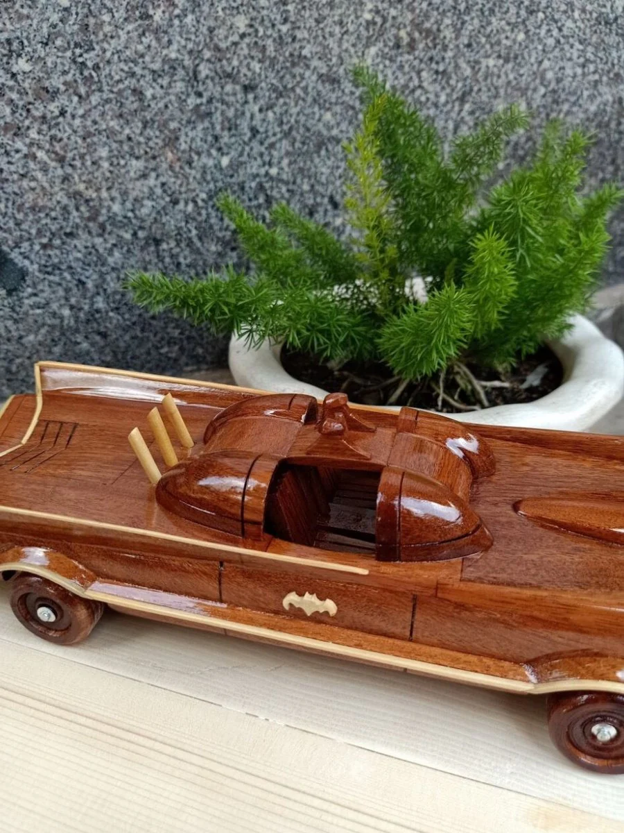 Casa Padrino coche de ensueño decorativo marrón / natural 36 x 12 x A. 11 cm - Coche de madera hecho a mano - Decoración de Salón - Decoración de Escritorio - Accesorios de Decoración