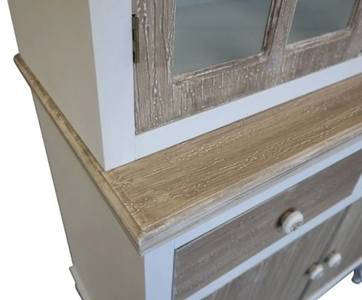 Casa Padrino Country Style Showcase White / Brown 89 x 40 x H. 195 cm - Country Style Furniture