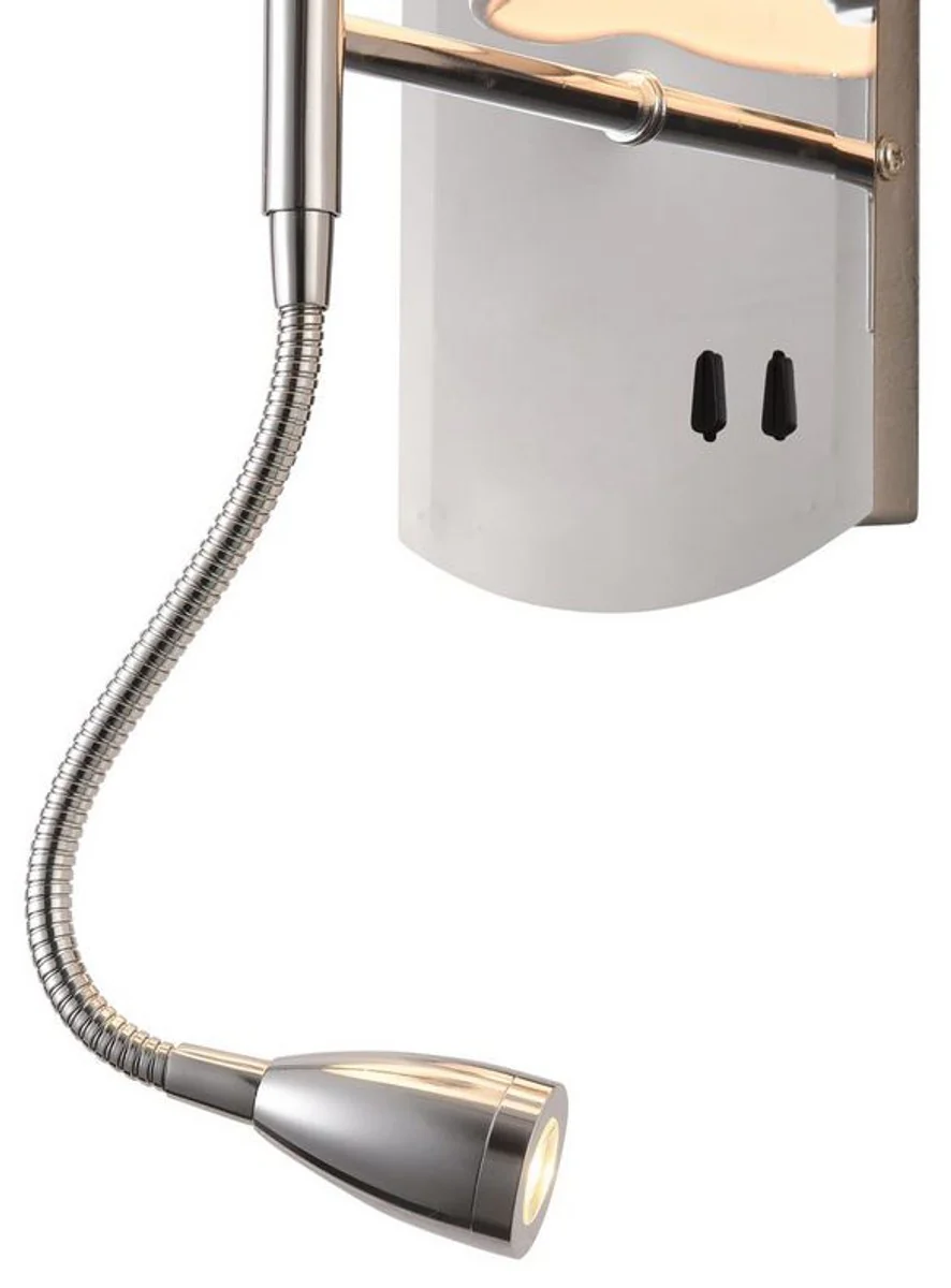 Casa Padrino Wall Sconce Silver / Cream 16 x 16 x H. 35 cm - Wall Lamp with Flexible Reading Light