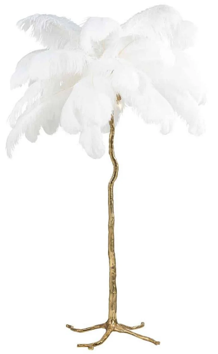 Casa Padrino lámpara de pie de lujo palmera blanco / oro 110 x 110 x A. 175 cm - Lámpara de pie moderna en diseño de palmera - Luces de lujo - Calidad de lujo