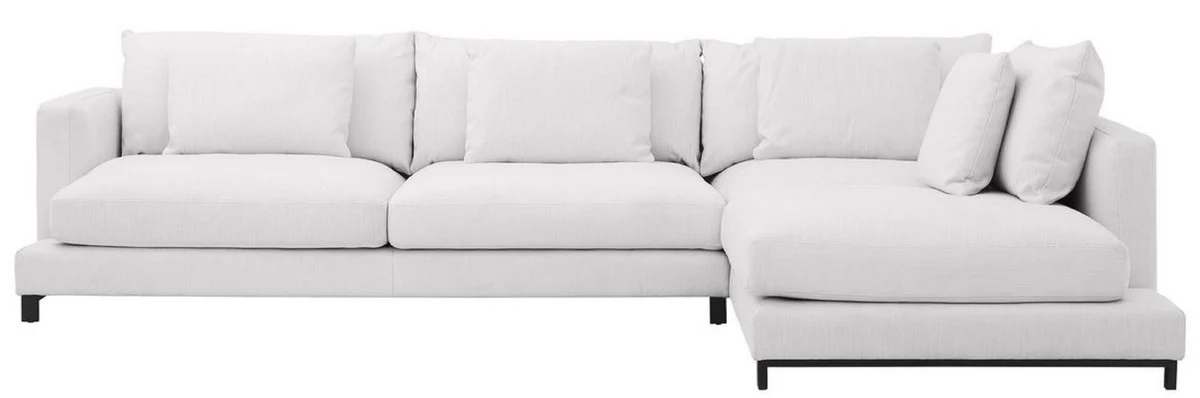 Casa Padrino sof¨¢ esquinero de lujo blanco / negro 320 x 200 x A. 64 cm - Noble sof¨¢ de sal¨®n con cojines - Muebles de Lujo - Calidad de Lujo