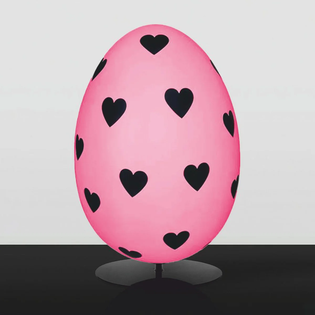 Casa Padrino huevo de pascua decorativo XXL con soporte rosa / negro A. 75 cm - Decoraci¨®n de pascua