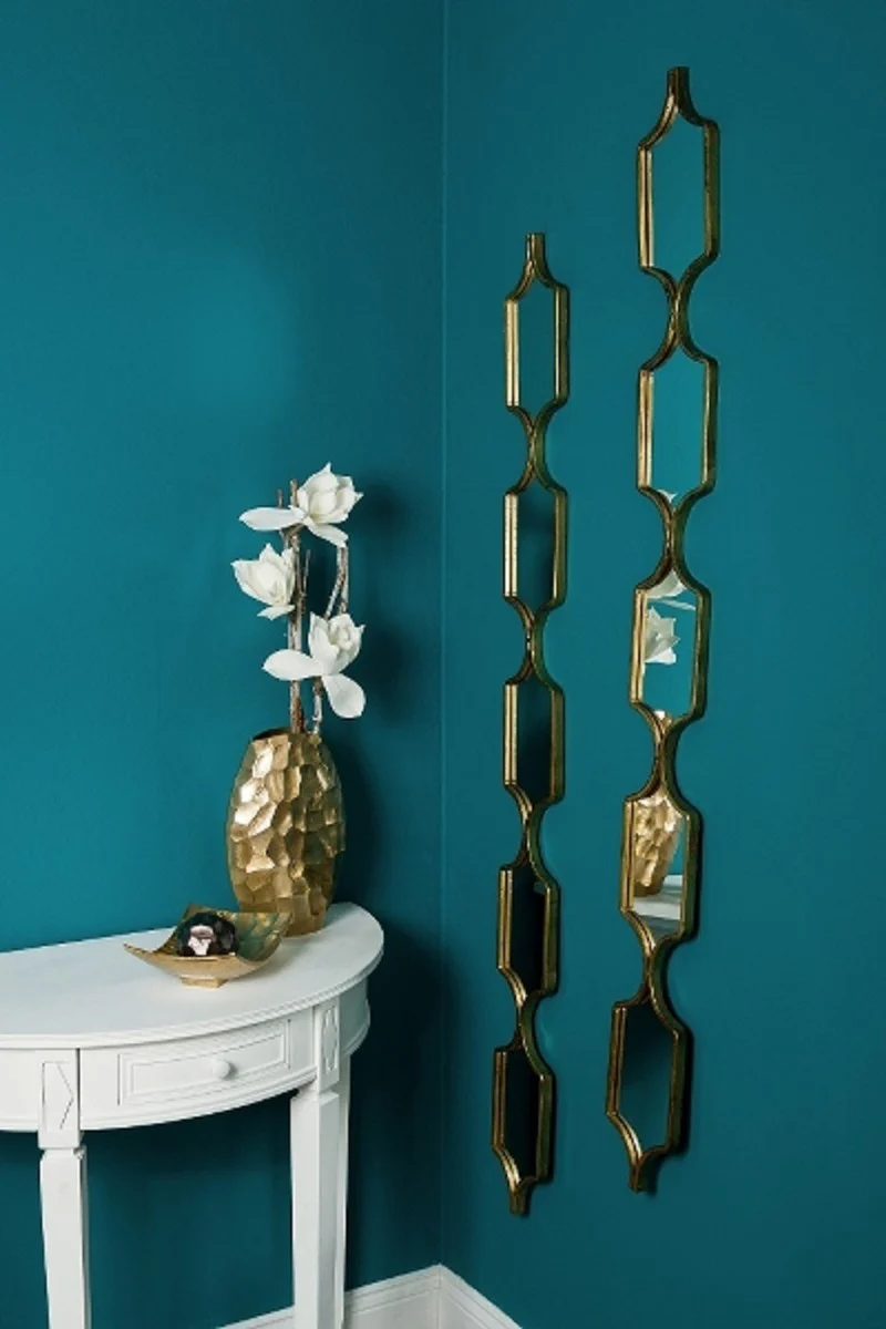 Casa Padrino conjunto de espejo de metal de dise?o oro 148 cm - Conjunto de Espejo de Pared de 2 de Lujo