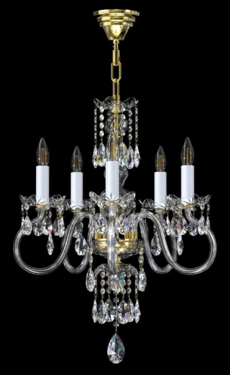 Casa Padrino araña de luces de cristal barroco de lujo oro / blanco Ø 52 x A. 68 cm - Magnífica lámpara de araña de estilo barroco con cristal de Bohemia - Luces de cristal barroco