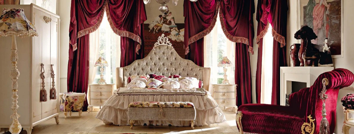 Casa Padrino armario de dormitorio barroco de lujo crema / oro - Armario hecho a mano con 3 puertas - Muebles de dormitorio barrocos - Calidad de Lujo - Hecho en Italia