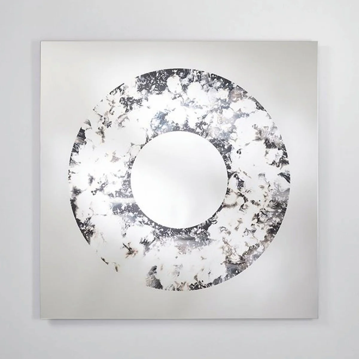 Casa Padrino espejo de pared de lujo negro / plata 100 cm - Interior de lujo