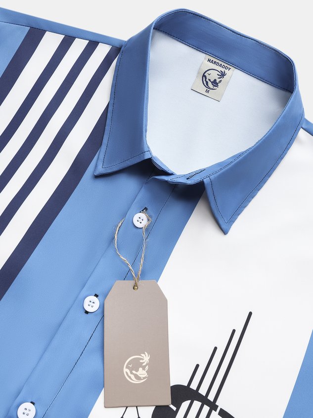 Men's Geometric Print Casual Breathable Hawaiian Short Sleeve Shirt