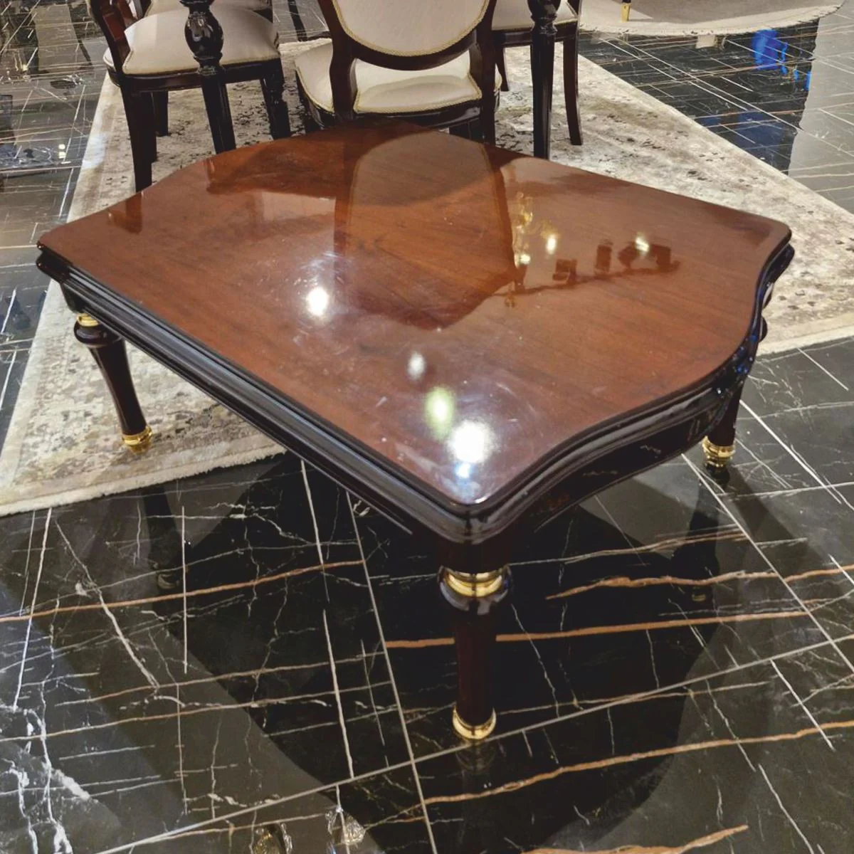 Casa Padrino mesa de centro barroco de lujo marr¨®n oscuro / oro 118 cm - Muebles Barrocos