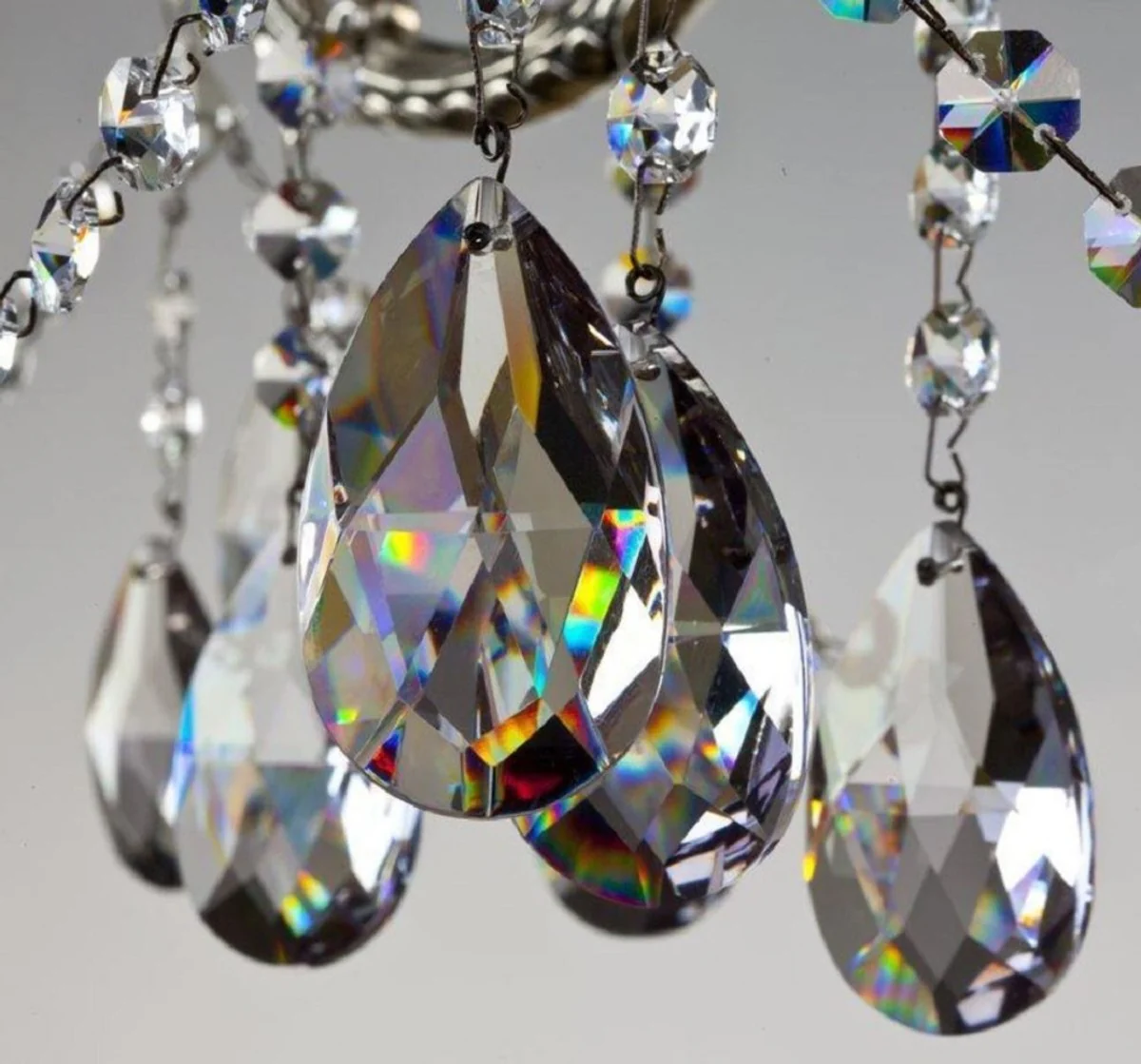 Casa Padrino araña de luces barroco de lujo plata antigua Ø 65 x A. 57 cm - Magnífica lámpara de araña con cristal de Bohemia - Noble & Magnífica