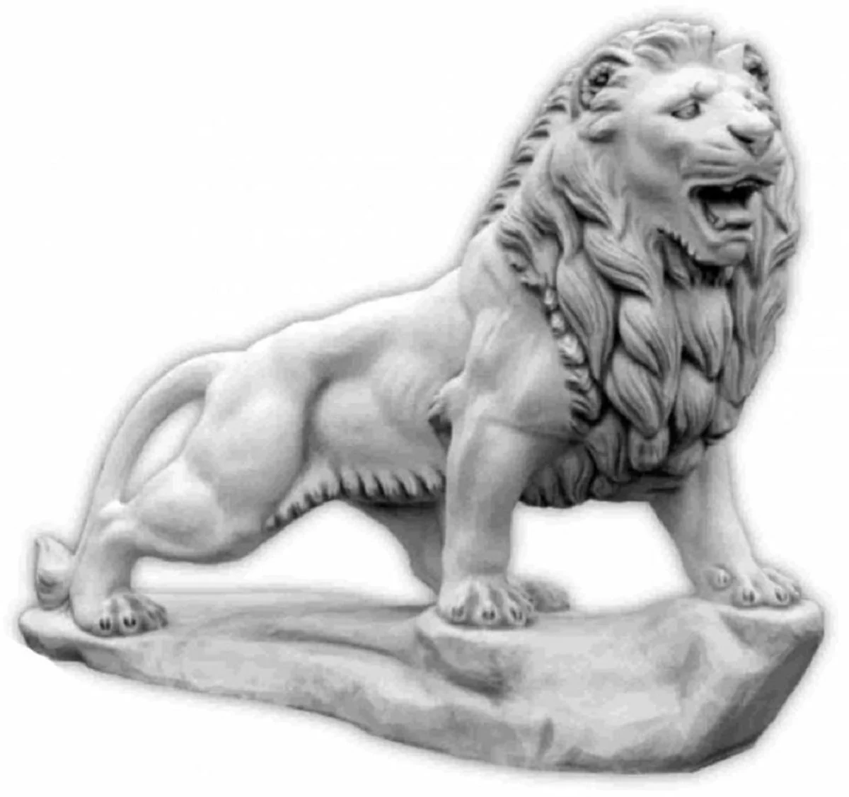 Casa Padrino escultura de decoración de jardín XXL león lado izquierdo gris 186 x A. 150 cm - Figura XXL de decoración de jardín enorme - Accesorios de decoración de jardín en estilo barroco