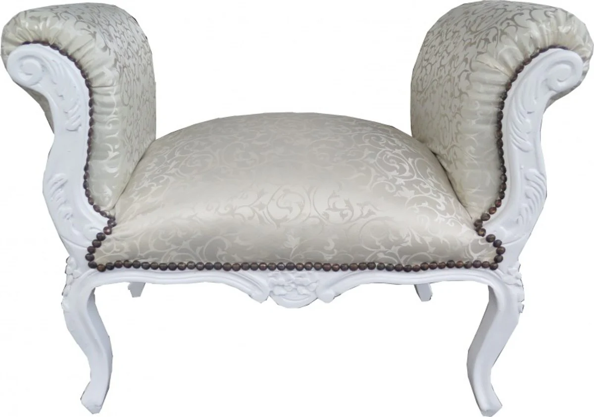 Casa Padrino barroco Taburete patr¨®n de crema / blanco - Banco