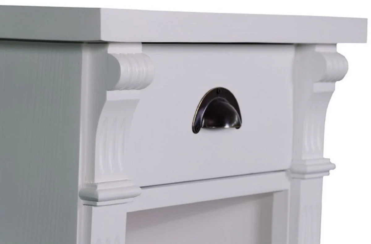 Casa Padrino mesita de noche de estilo campestre con cajón y estante gris claro 49 x 33 x H. 60 cm - Cómoda de Madera Maciza - Armario de Noche - Muebles de Dormitorio de Estilo Campestre