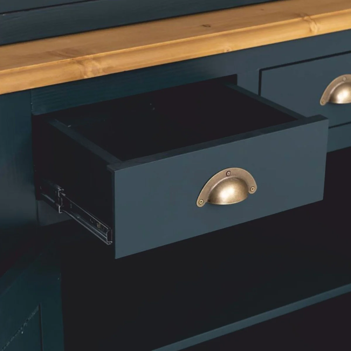 Casa Padrino armario de comedor de estilo campestre azul oscuro / natural 245 cm - Muebles de comedor