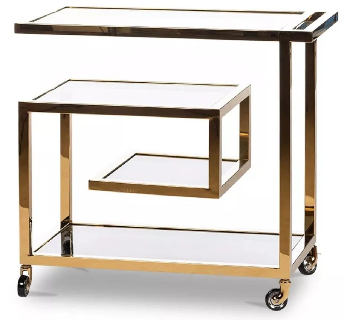 Casa Padrino carritos de comida de lujo oro / negro 83 x 42 x H. 78 cm - Carro de Acero Inoxidable con Vidrio Tintado - Accesorios de Lujo