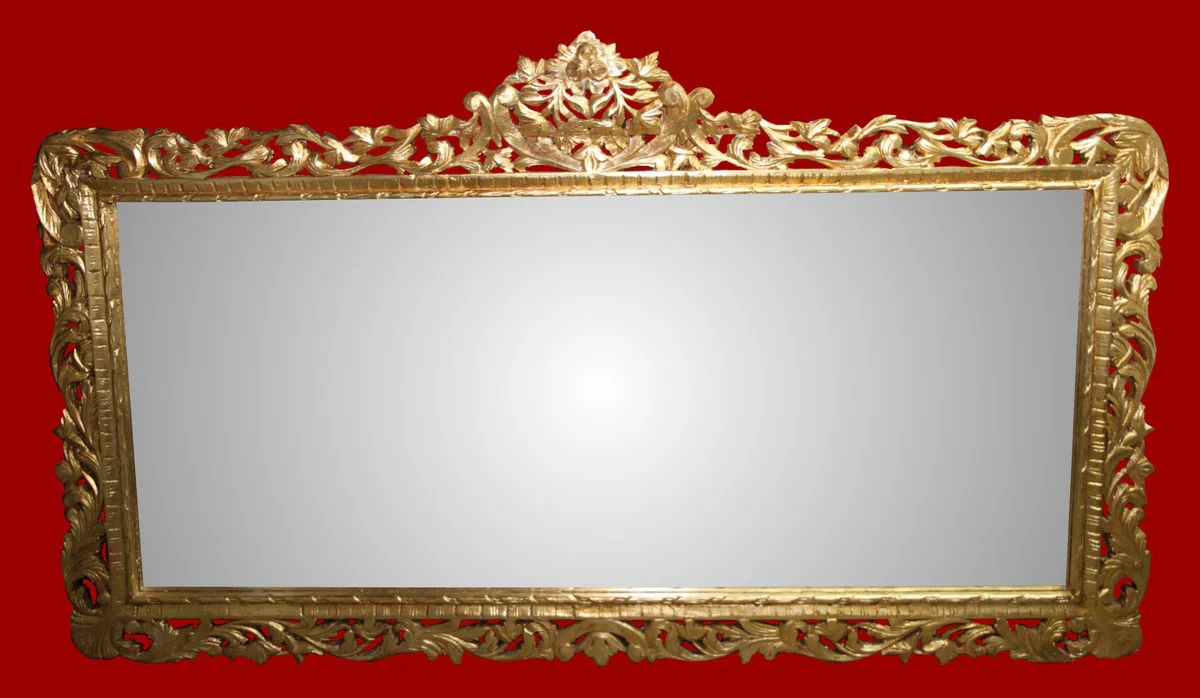 Casa Padrino Baroque Luxury Wall Mirror Gold 207 x H. 120 cm - Baroque Mirror - Limited Edition