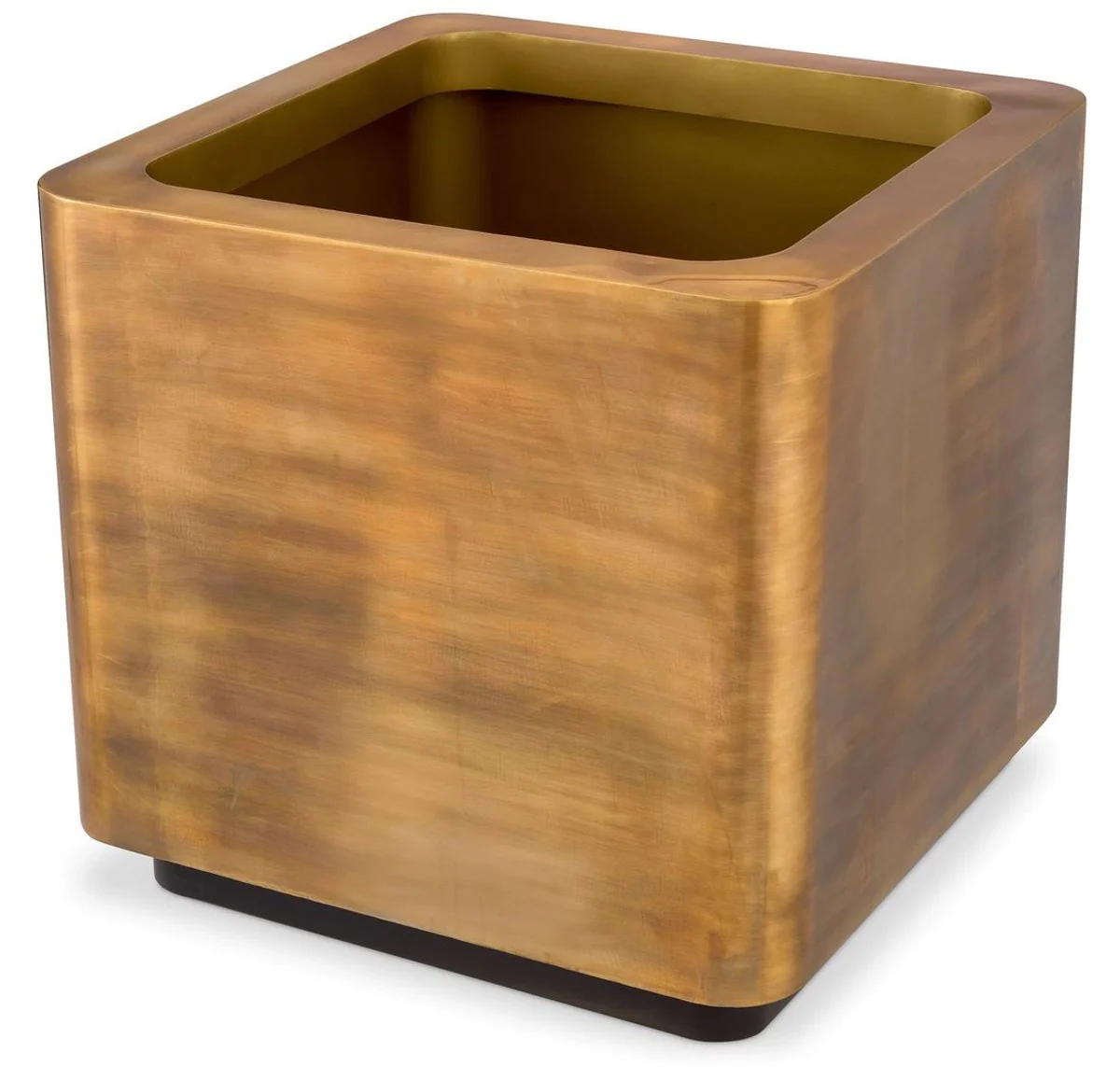 Casa Padrino maceta de lujo latón vintage / negro 75 x 75 x A. 70,5 cm - Maceta de acero inoxidable - Decoración de salón - Decoración de oficina - Accesorios decorativos - Calidad de lujo