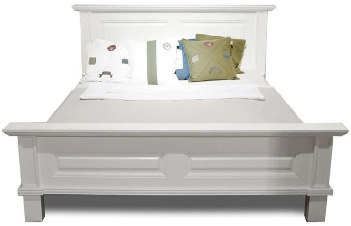 Casa Padrino cama doble de estilo campestre blanco 200 x 200 x A. 110 cm - Cama de madera maciza - Muebles de dormitorio de estilo campestre