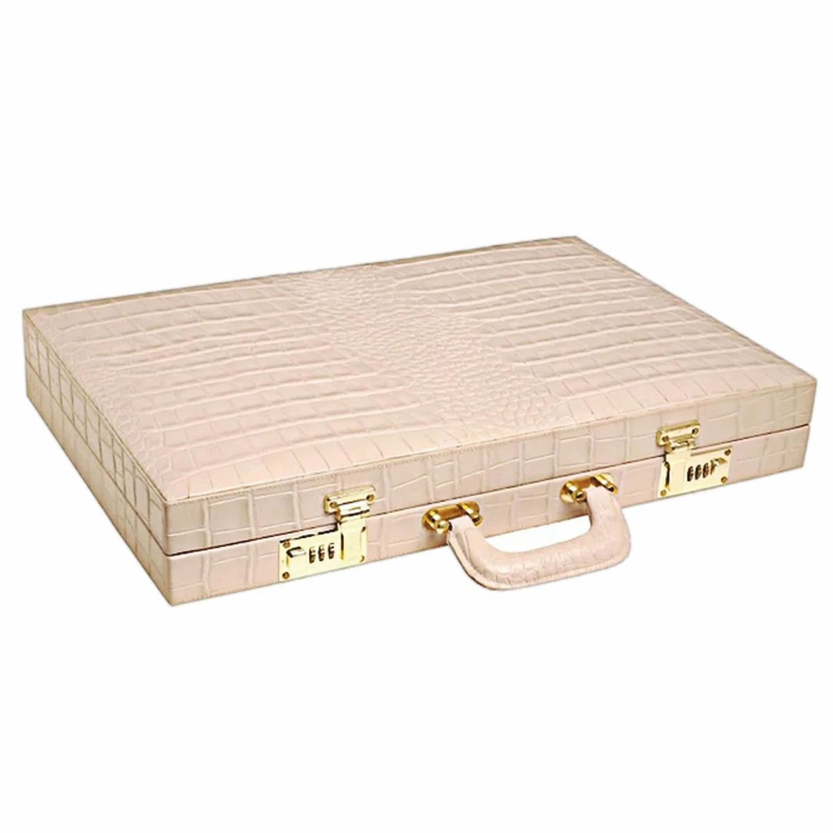 Casa Padrino Malet¨ªn de Backgammon de Lujo en Piel Genuina Cocodrilo ¨®ptico Beige - Accesorios de Lujo